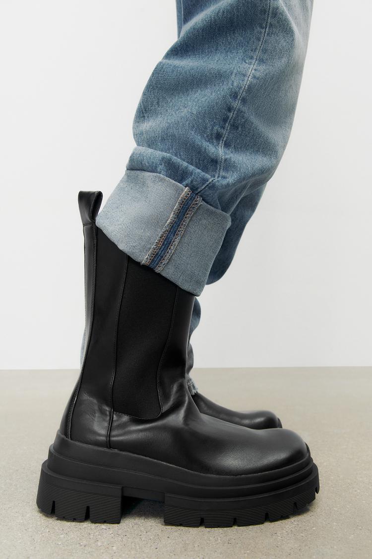 LOW HEELED LUG SOLE ANKLE BOOTS Black ZARA United States